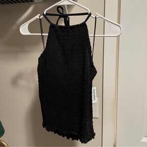 Old Navy Black Smocked Halter Top